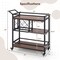 3-tier Bar Cart on Wheels Home Kitchen Serving Cart with Wine Rack and Glasses Holder - 41" x 14" x 37"